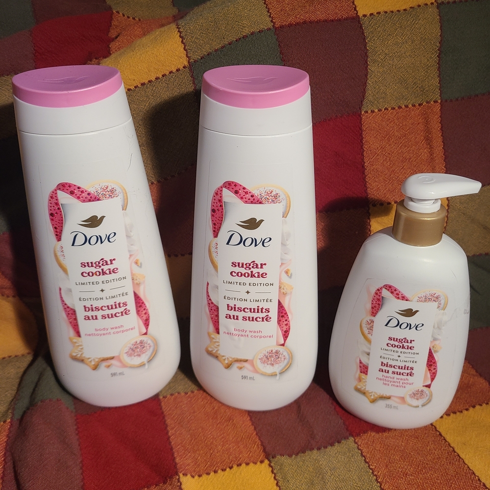 Dove 'Sugar Cookie' Limited Edition Body Wash X 2 And Body Scrub